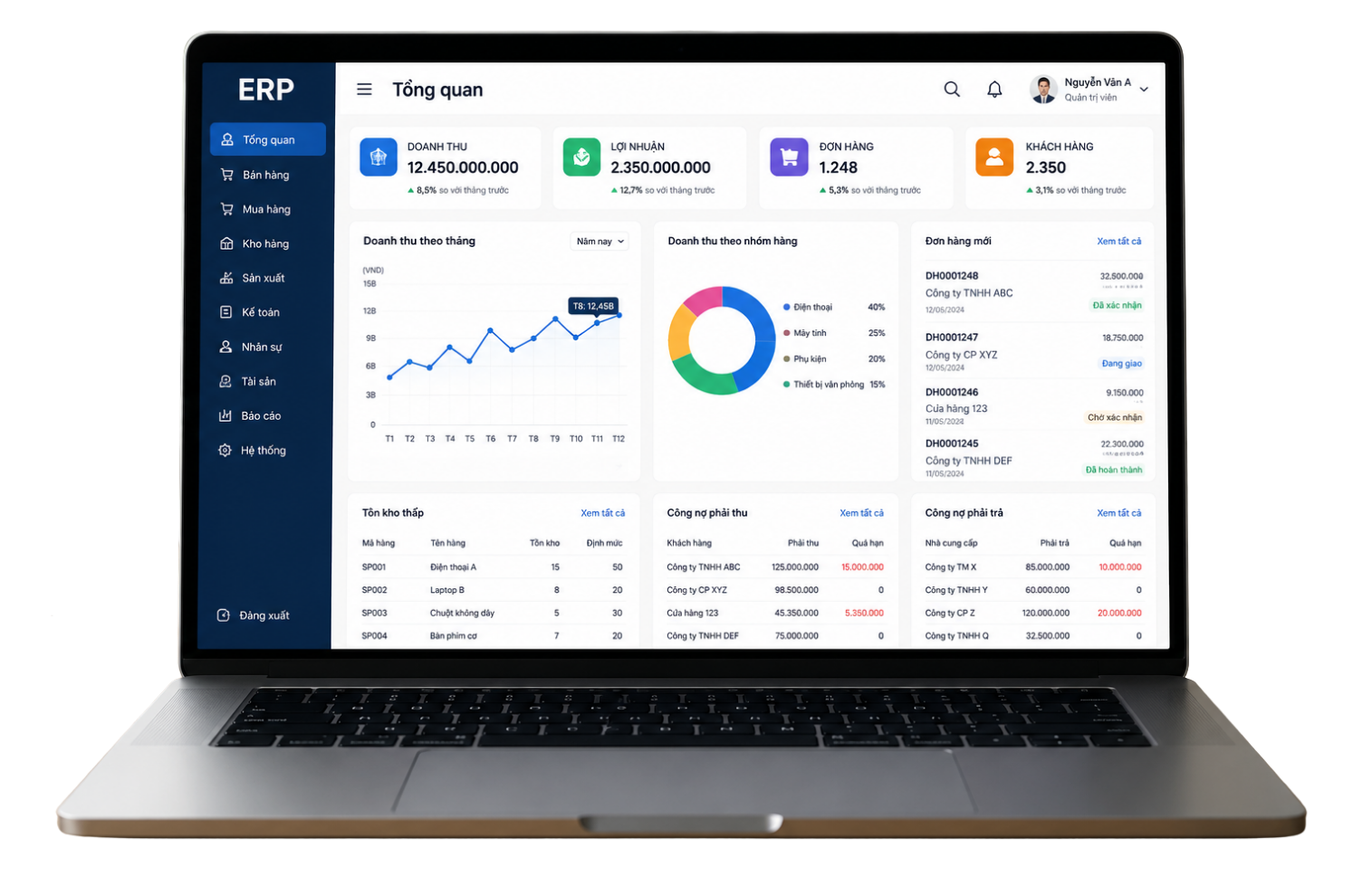 Phần mềm ERP quản lý doanh nghiệp trên máy tính