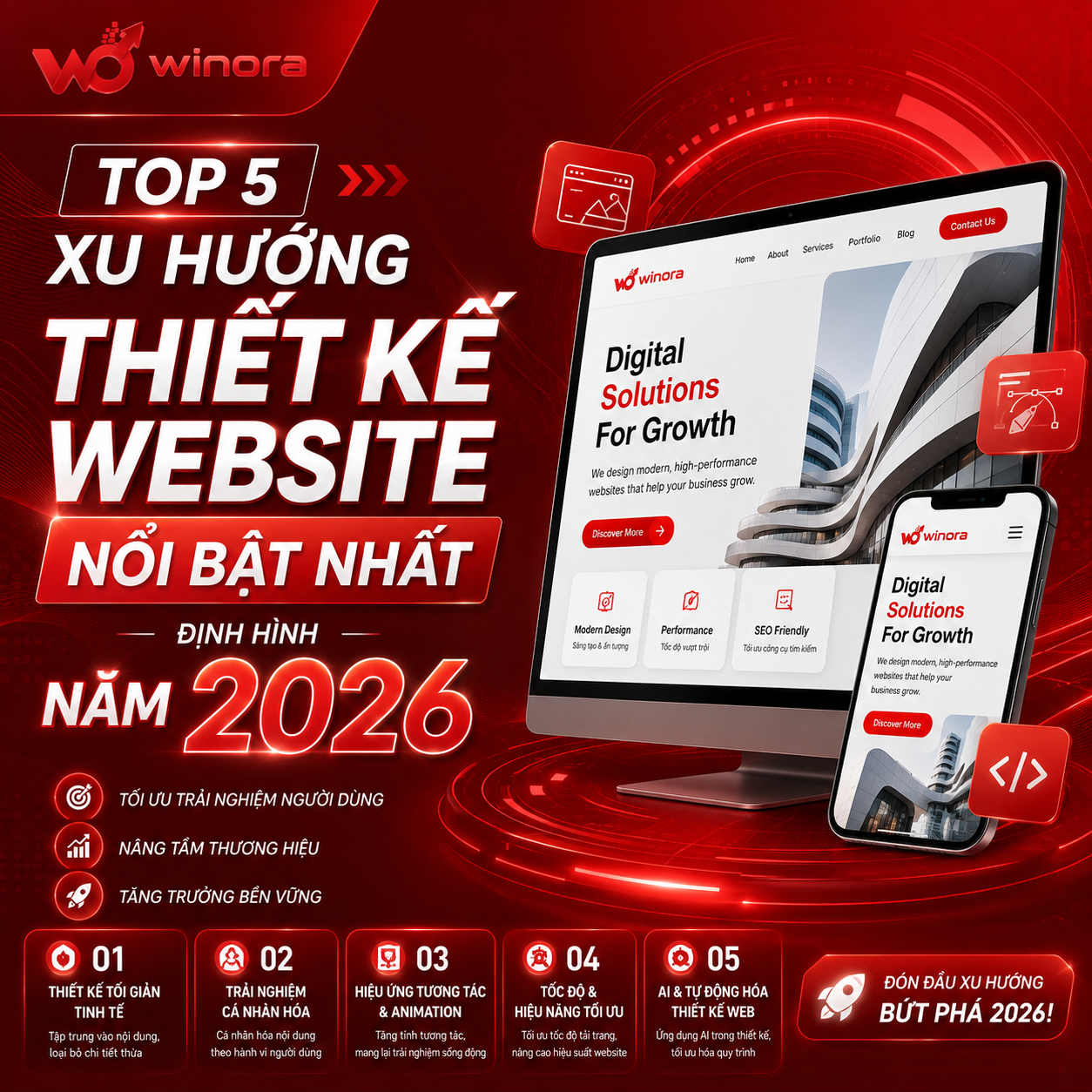 Xu hướng thiết kế website 2026 doanh nghiệp không nên bỏ lỡ