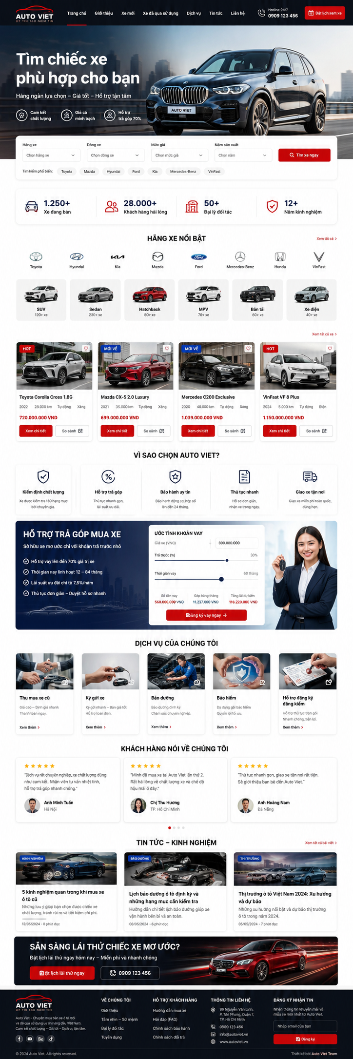 Mẫu giao diện bán xe oto